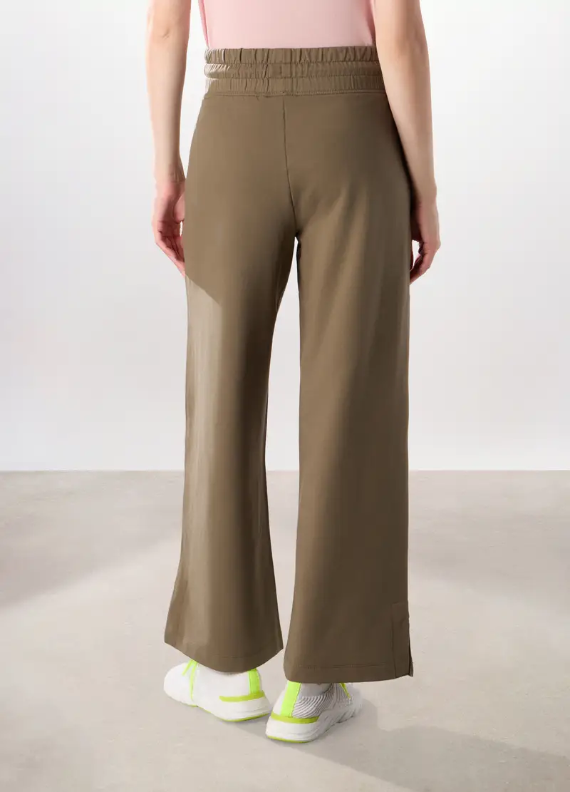 Jogger Flare Fit In Cotone Fleece Stretch Donna, Verde chiaro miniatura 2