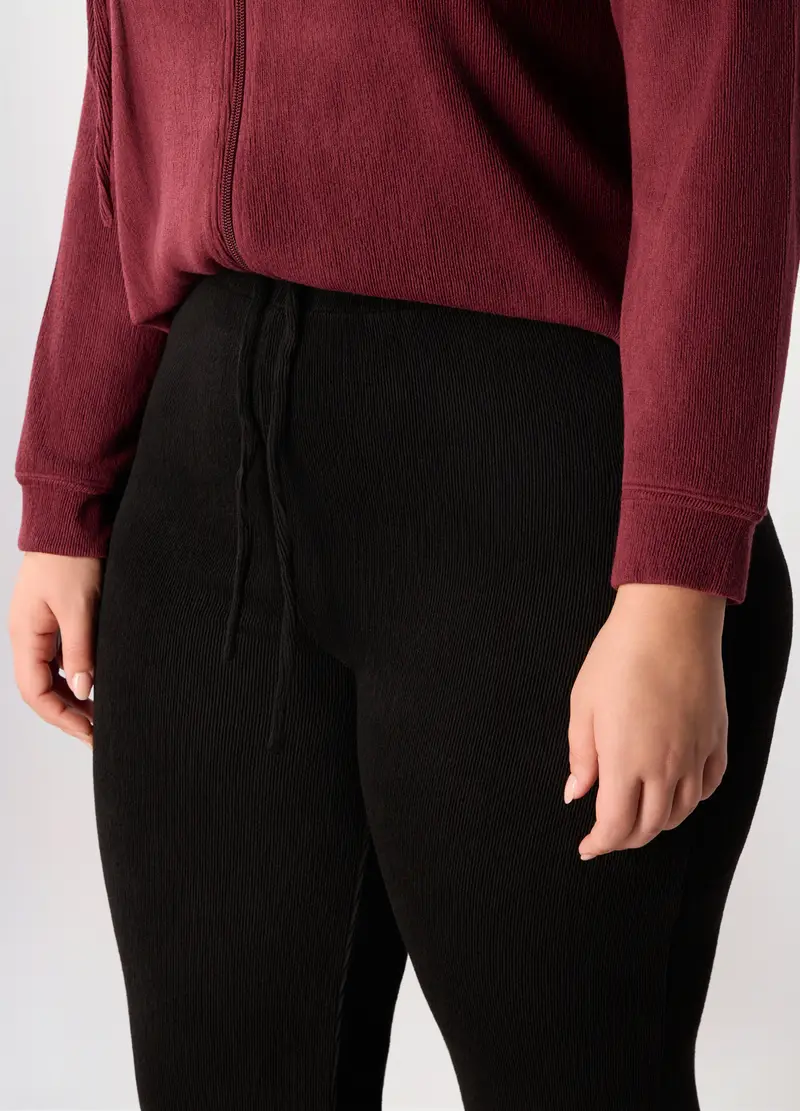 Jogger In Costina Di Poli Viscosa Donna Curvy, Nero miniatura 3