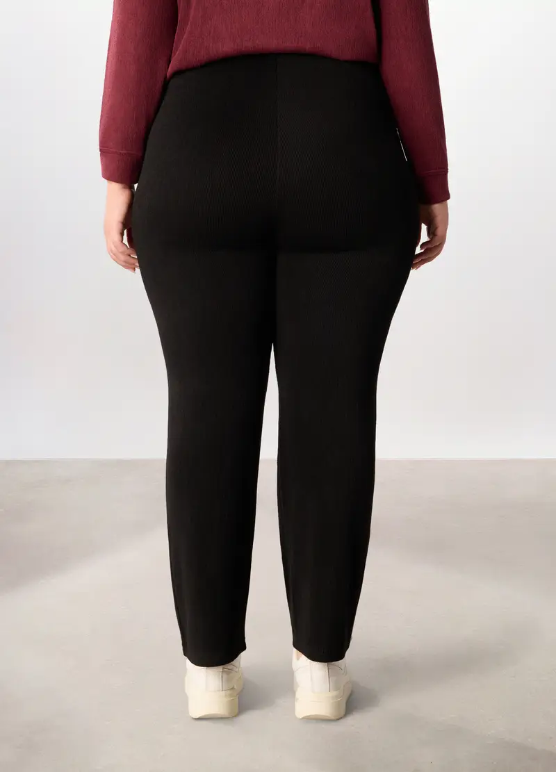 Jogger In Costina Di Poli Viscosa Donna Curvy, Nero miniatura 2