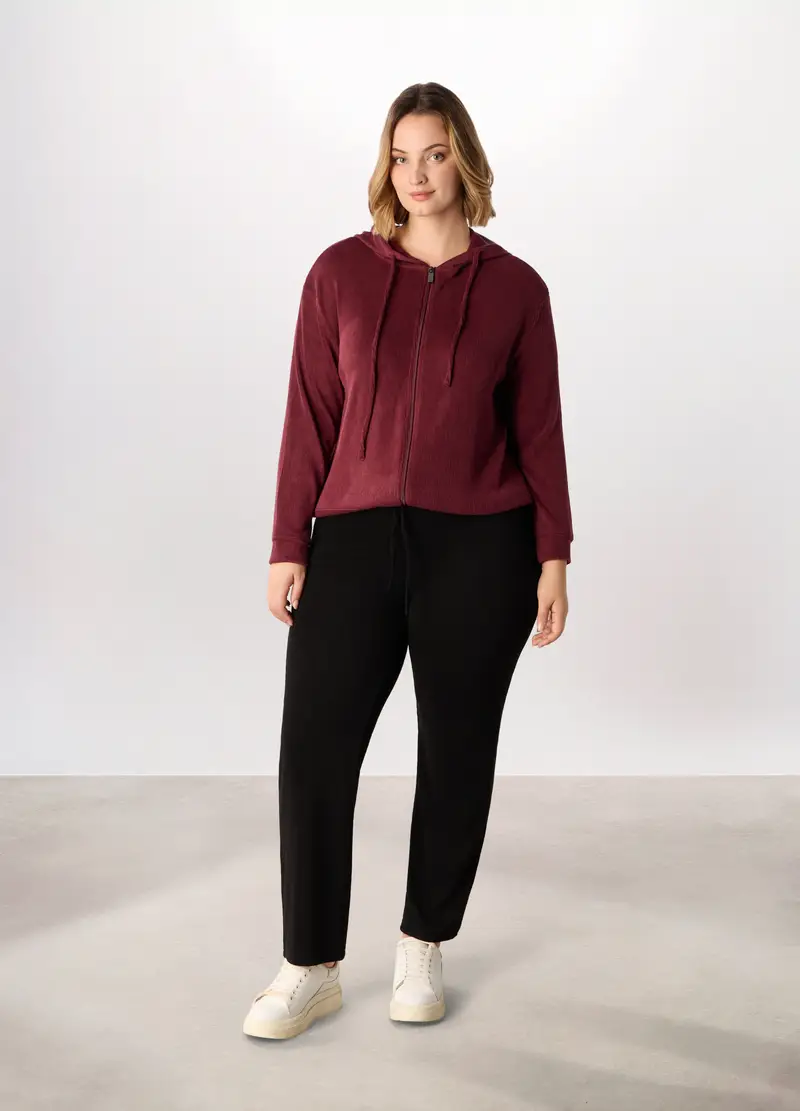 Jogger In Costina Di Poli Viscosa Donna Curvy, Nero