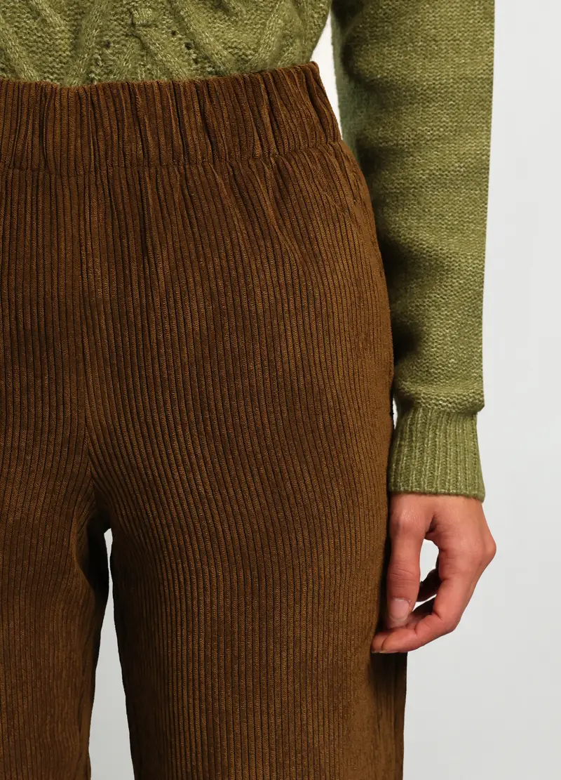 Jogger In Costina Di Velluto Donna, Marrone chiaro miniatura 3