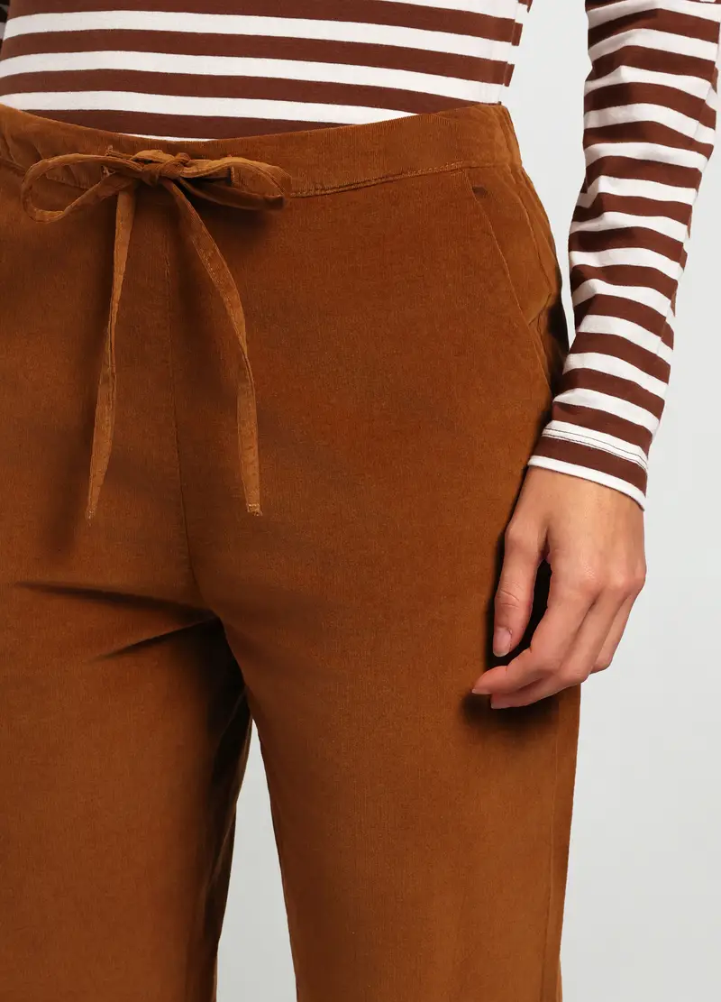 , Jogger In Cotone Stretch Donna, Marrone miniatura 3