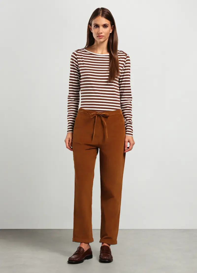 Jogger In Cotone Stretch Donna, Marrone