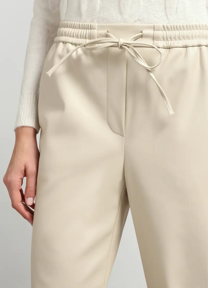 Jogger In Eco Pelle Donna, Bianco avorio miniatura 3