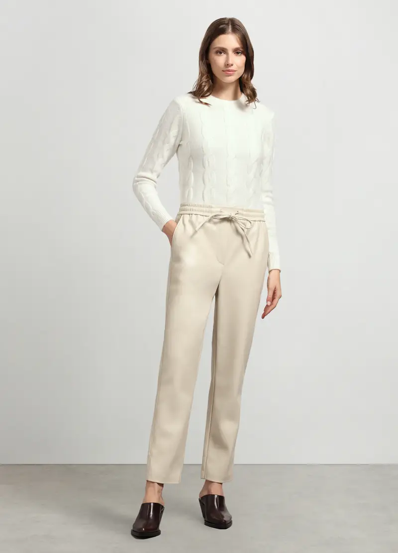 Jogger In Eco Pelle Donna, Bianco avorio