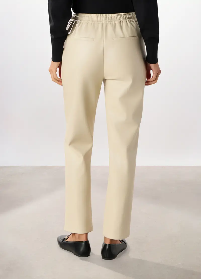 Jogger In Eco Pelle Donna, Bianco avorio miniatura 2