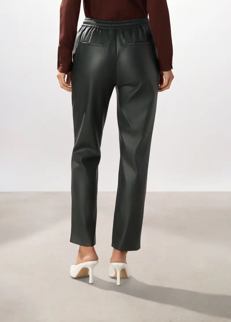 Jogger In Eco Pelle Donna, Verde scuro miniatura 2