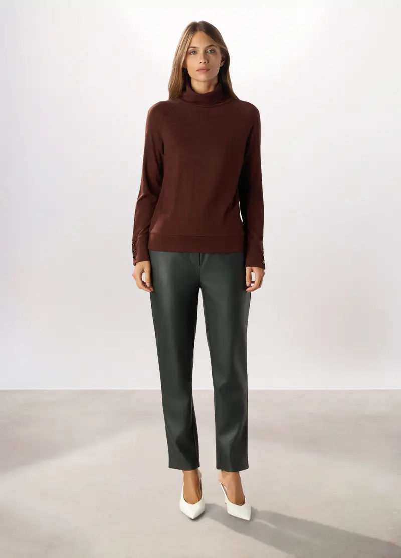 Jogger In Eco Pelle Donna, Verde scuro