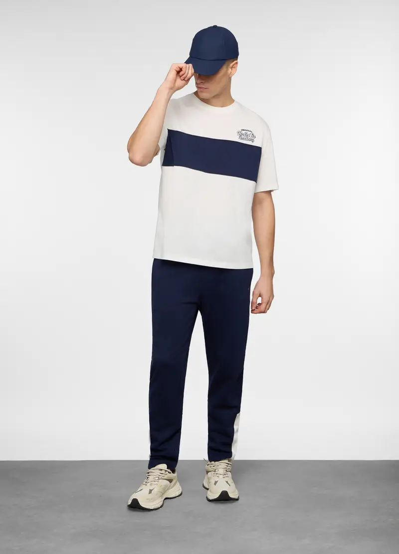 Jogger In Felpa Di Cotone Uomo, Unisex, Blu scuro