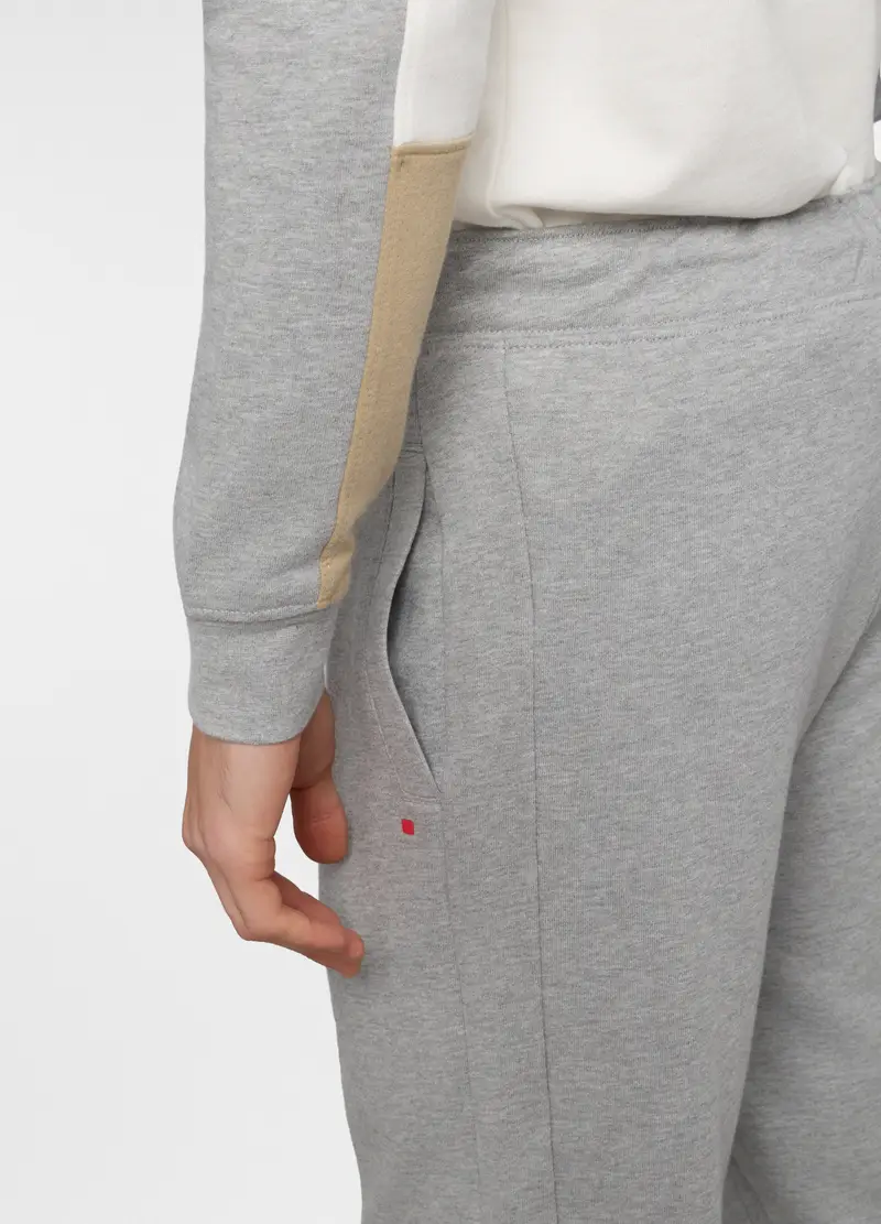 Jogger In Felpa Di Cotone Uomo, Unisex, Grigio melange miniatura 3