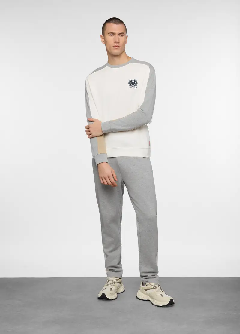 Jogger In Felpa Di Cotone Uomo, Unisex, Grigio melange
