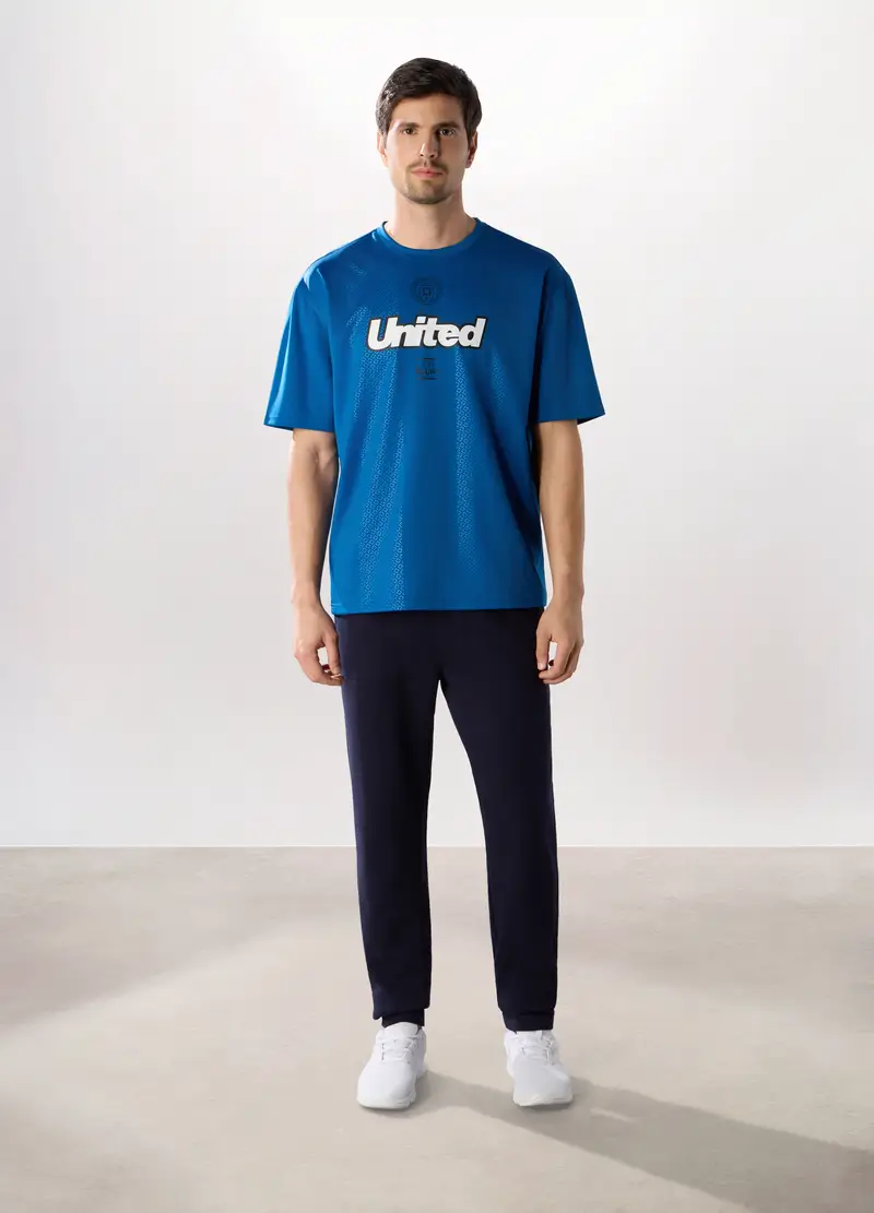 Jogger In Felpa Misto Cotone Uomo, Unisex, Blu scuro