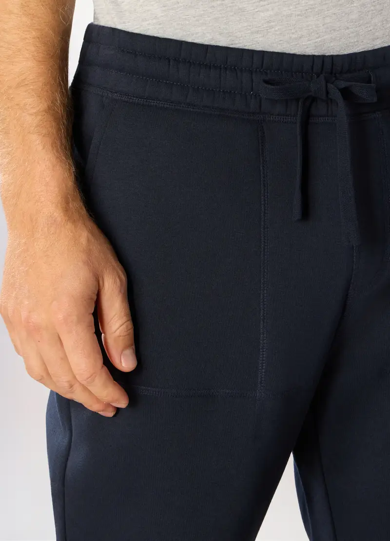 Jogger In Felpa Misto Cotone Uomo, Unisex, Blu scuro miniatura 3