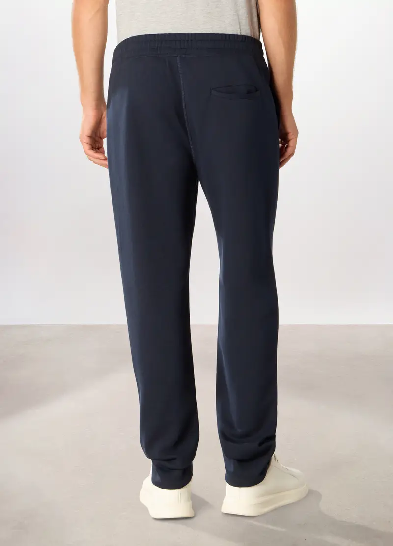 Jogger In Felpa Misto Cotone Uomo, Unisex, Blu scuro miniatura 2