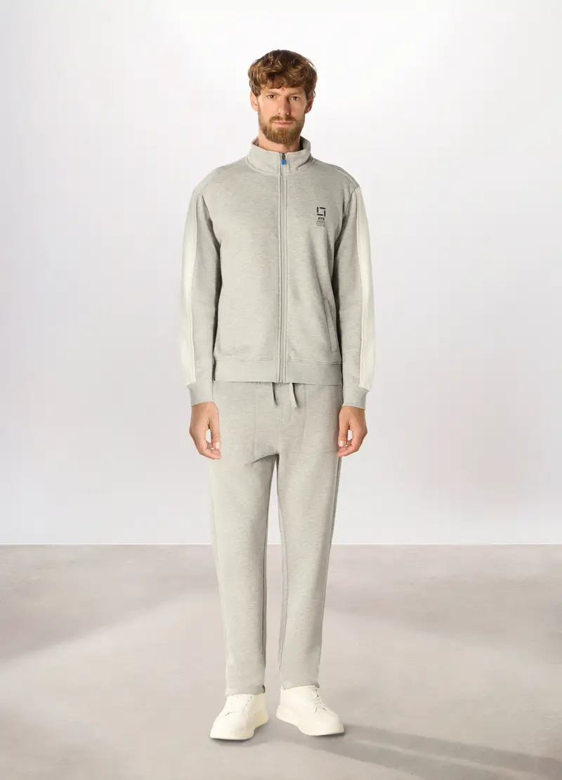 Jogger In Felpa Misto Cotone Uomo, Unisex, Grigio chiaro melange