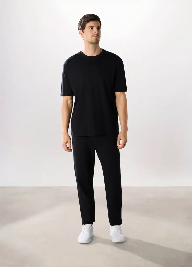 Jogger In Felpa Misto Cotone Uomo, Unisex, Nero
