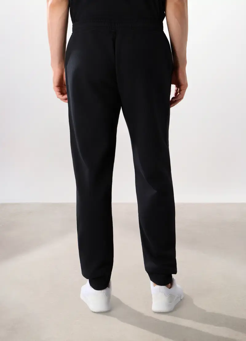 Jogger In Felpa Misto Cotone Uomo, Unisex, Nero miniatura 2