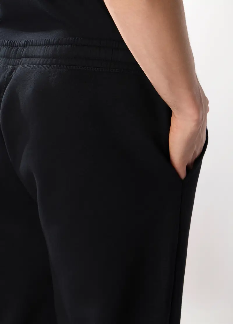 Jogger In Felpa Misto Cotone Uomo, Unisex, Nero miniatura 3