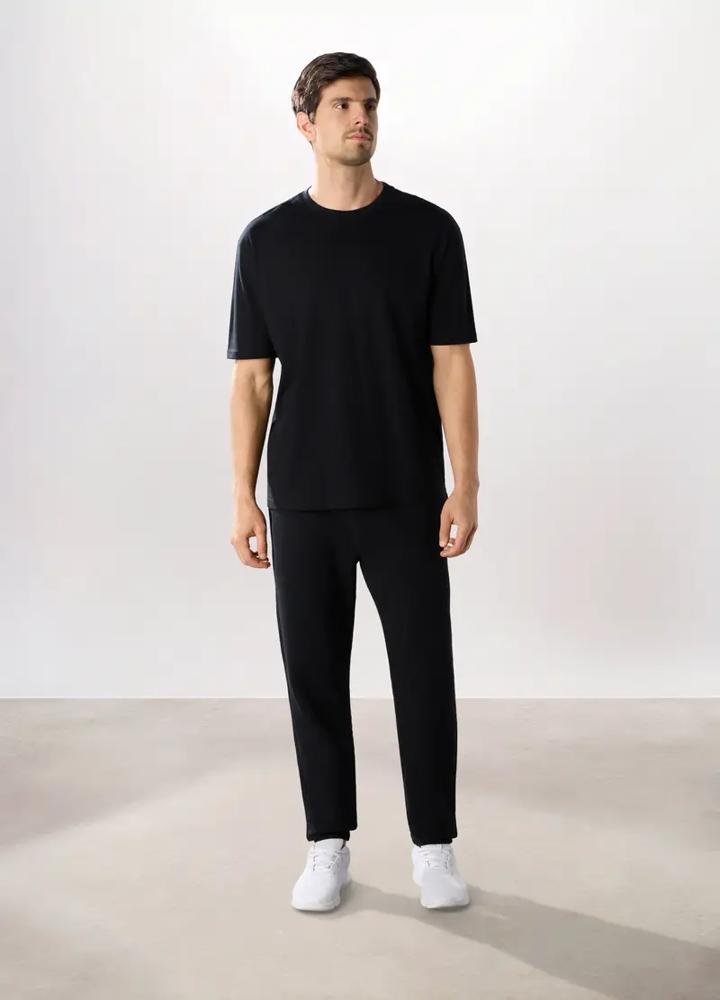 Jogger In Felpa Misto Cotone Uomo, Unisex, Nero