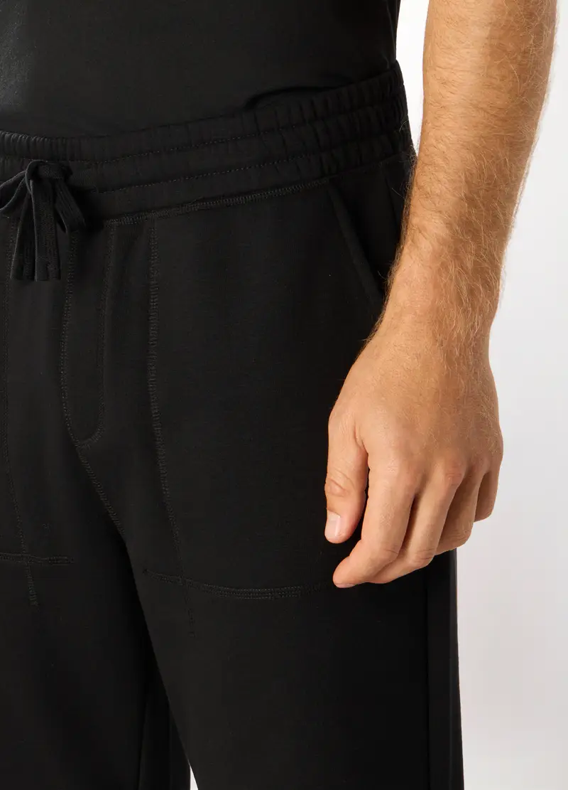 Jogger In Felpa Misto Cotone Uomo, Unisex, Nero miniatura 3