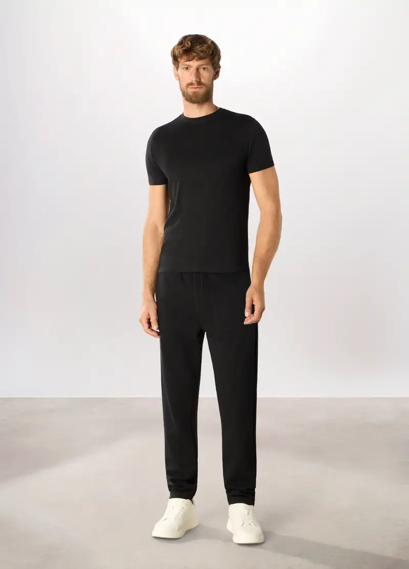 Jogger In Felpa Misto Cotone Uomo, Unisex, Nero