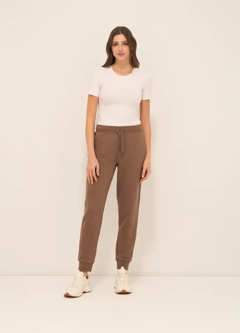 Upim, Jogger In French Terry Di Misto Cotone Donna, Marrone chiaro, Taglia: L