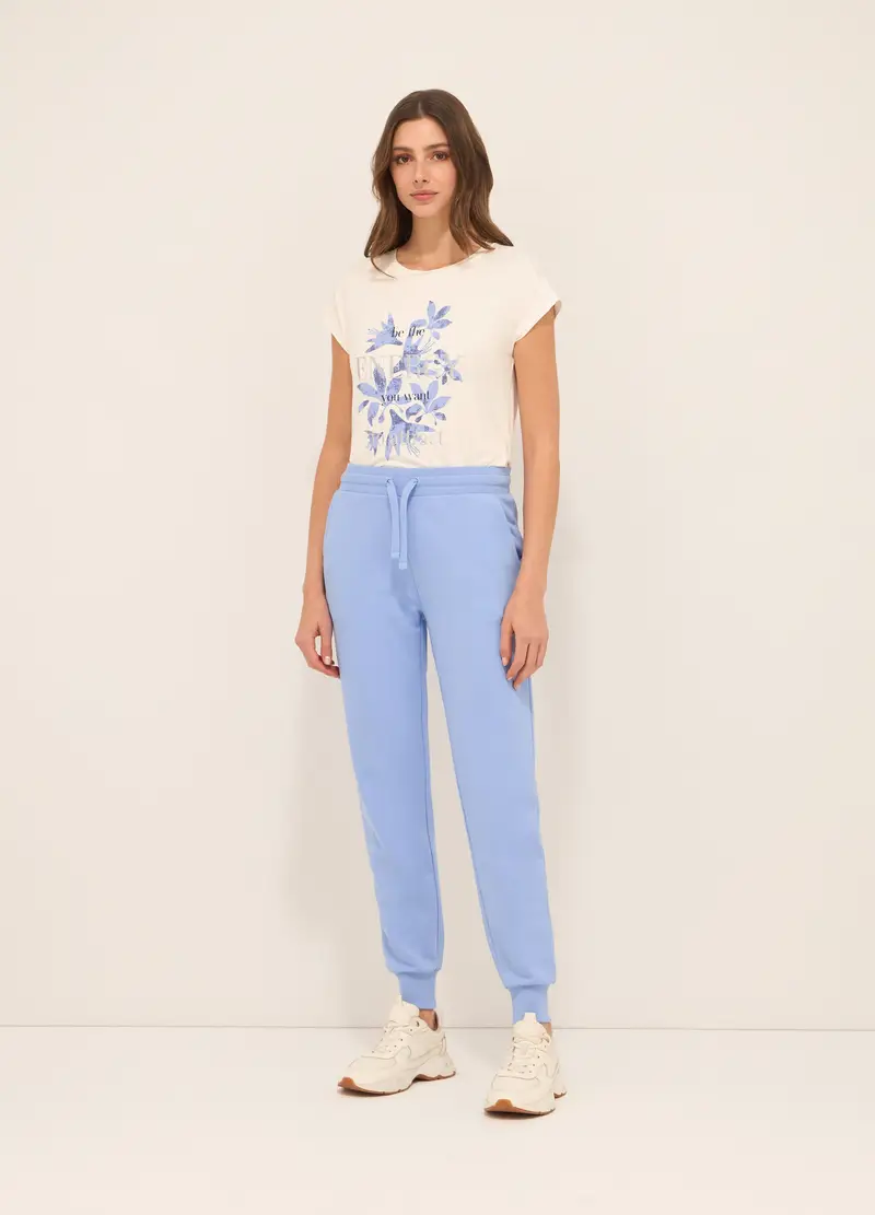 Jogger In French Terry Di Misto Cotone Donna, Viola lilla