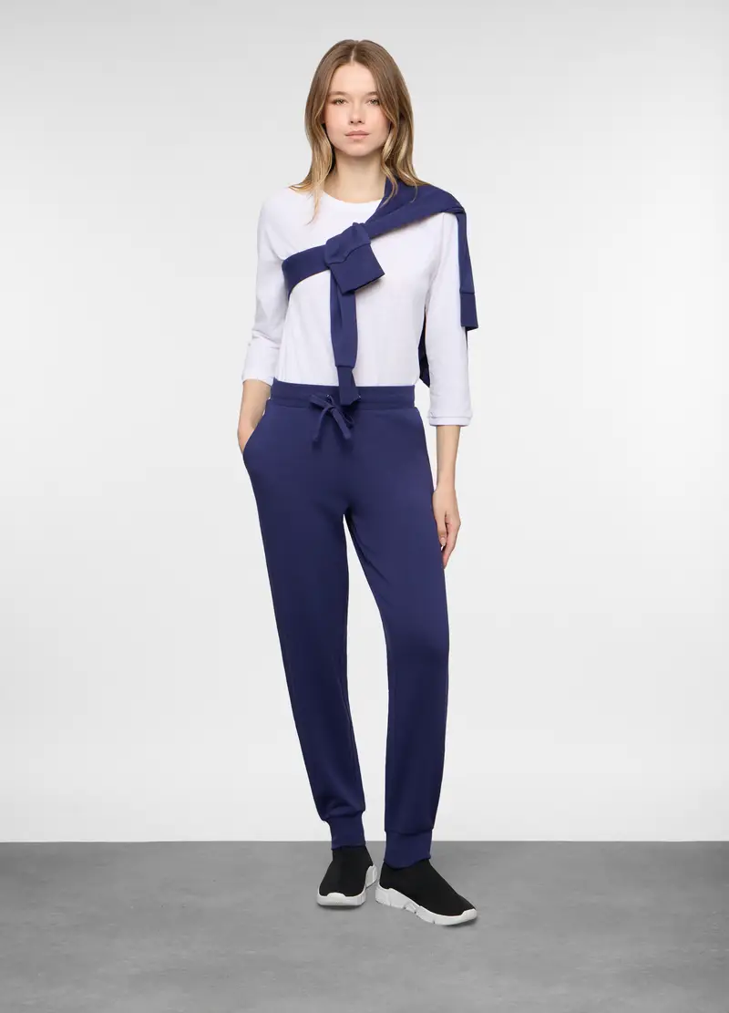 Jogger In French Terry Stretch Donna, Blu scuro