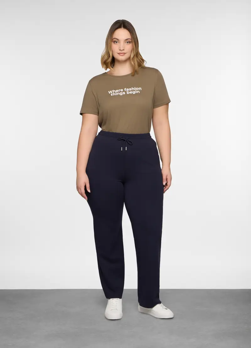 Jogger In French Terry Stretch Donna Curvy, Blu scuro