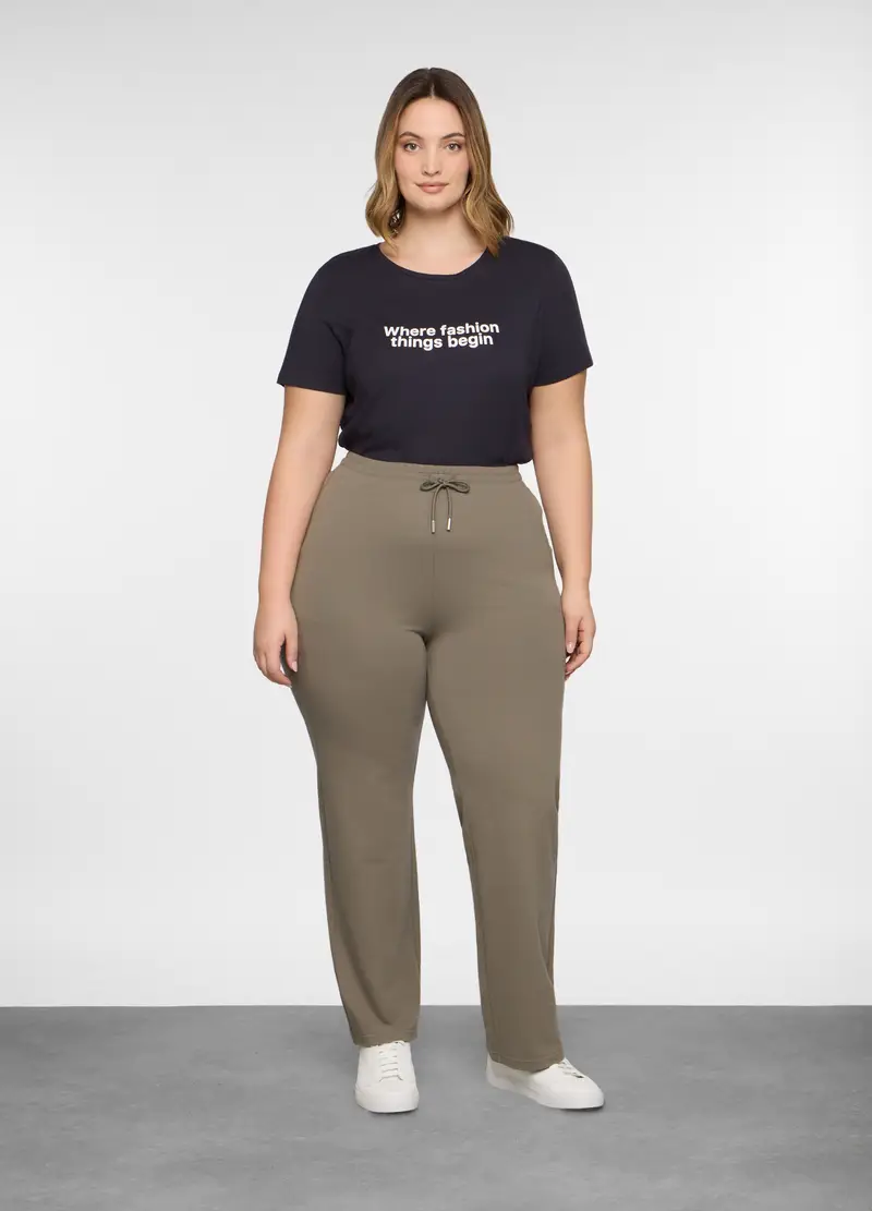 Jogger In French Terry Stretch Donna Curvy, Verde oliva