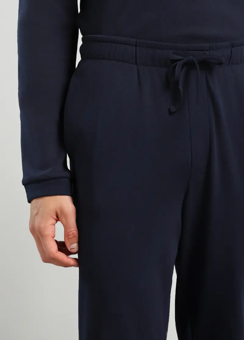 Jogger In Interlock Di Cotone Uomo, Blu scuro miniatura 3
