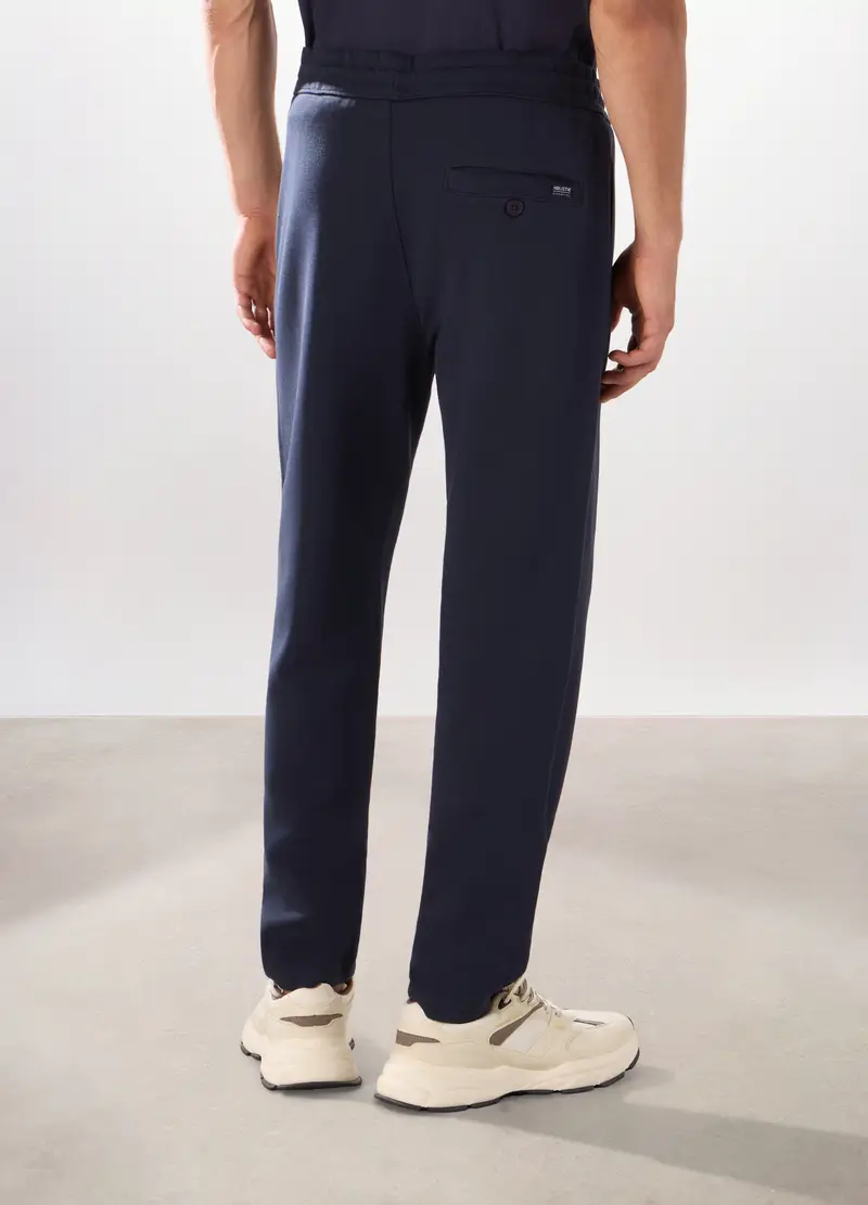 Jogger In Interlock Di Cotone Uomo, Unisex, Blu navy miniatura 2