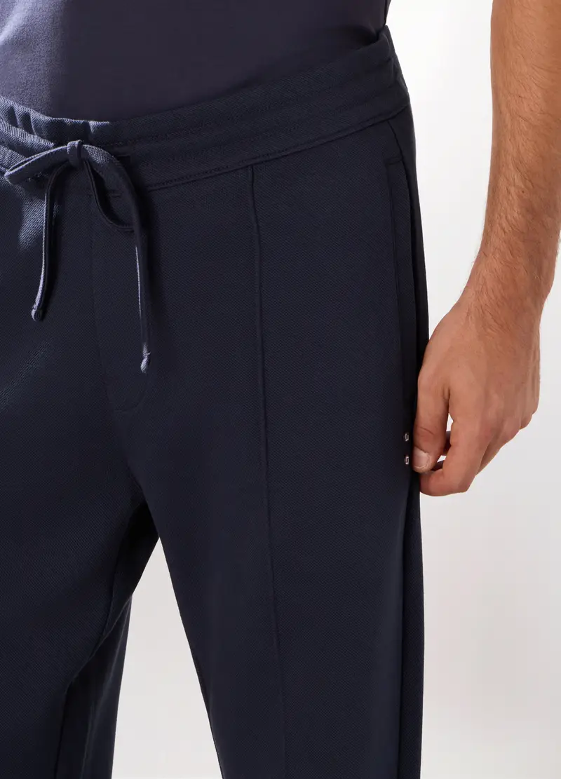 Jogger In Interlock Di Cotone Uomo, Unisex, Blu navy miniatura 3