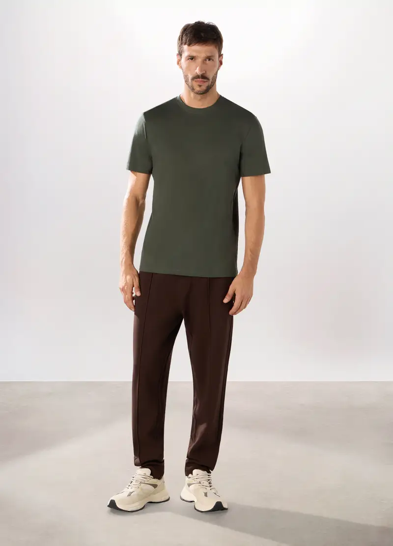 Upim, Jogger In Interlock Di Cotone Uomo, Unisex, Marrone cioccolato, Taglia: L
