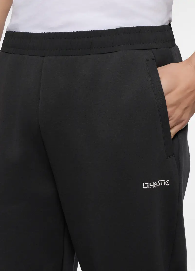 Jogger In Interlock Misto Cotone Uomo, Unisex, Nero miniatura 3