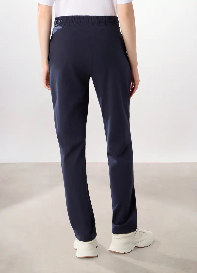 Jogger In Jersey Di Cotone Stretch Donna, Blu navy miniatura 2