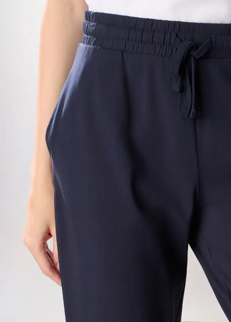 Jogger In Jersey Di Cotone Stretch Donna, Blu navy miniatura 3