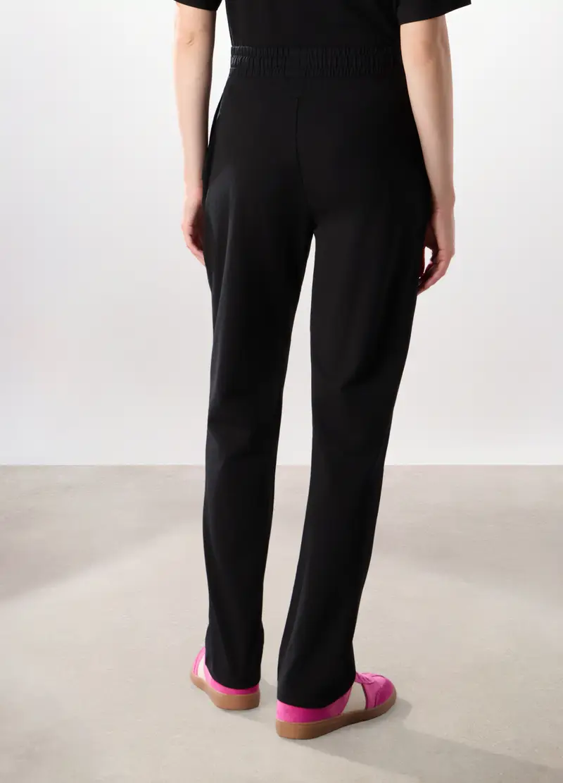 Jogger In Jersey Di Cotone Stretch Donna, Nero miniatura 2