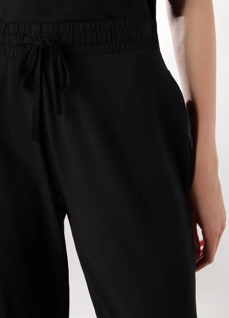 Jogger In Jersey Di Cotone Stretch Donna, Nero miniatura 3