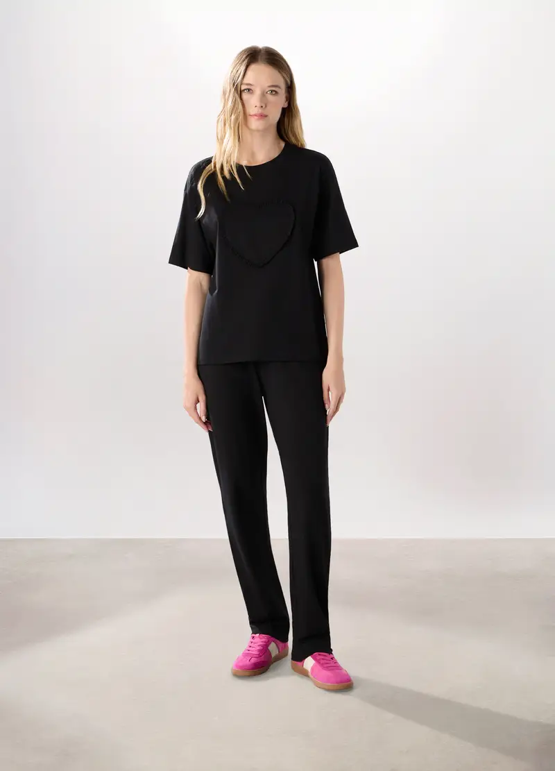 Jogger In Jersey Di Cotone Stretch Donna, Nero