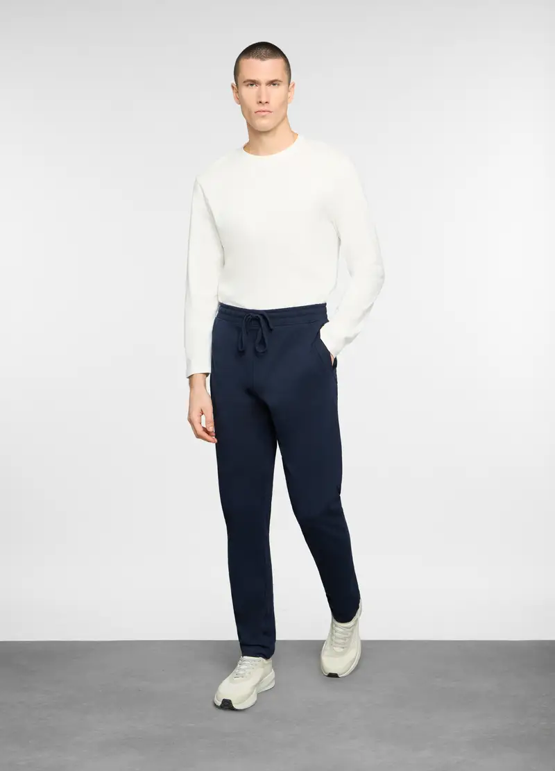 Jogger In Jersey Di Cotone Uomo, Unisex, Blu scuro