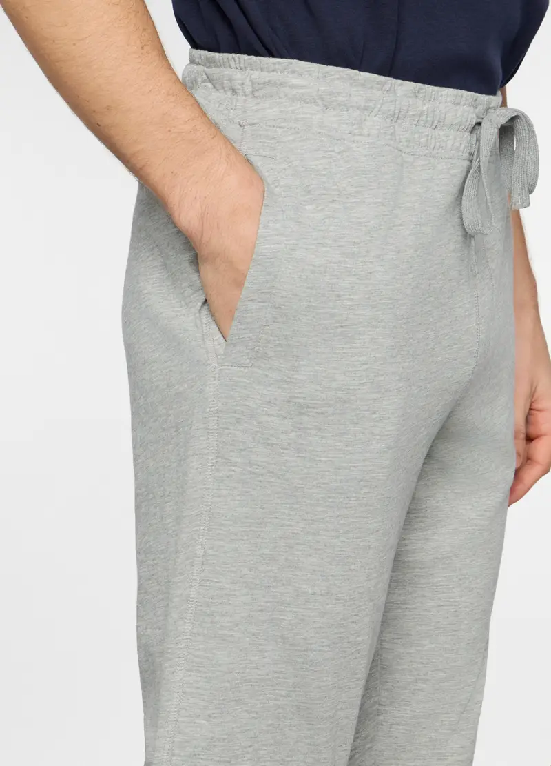 Jogger In Jersey Di Cotone Uomo, Unisex, Grigio chiaro melange miniatura 3