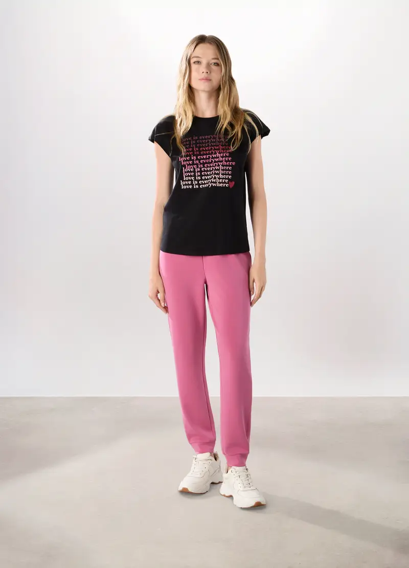 Jogger In Jersey Stretch Donna, Rosa pastello