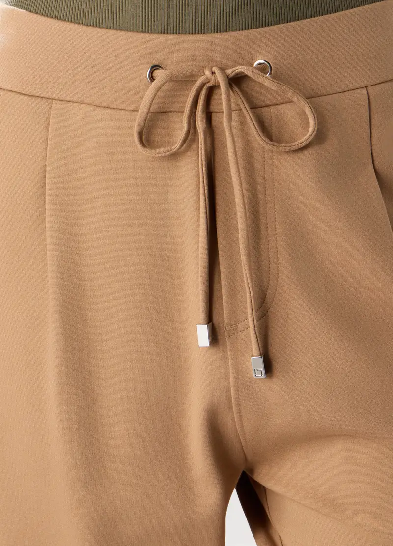 Jogger In Jersey Stretch Misto Viscosa Donna, Marrone chiaro miniatura 3