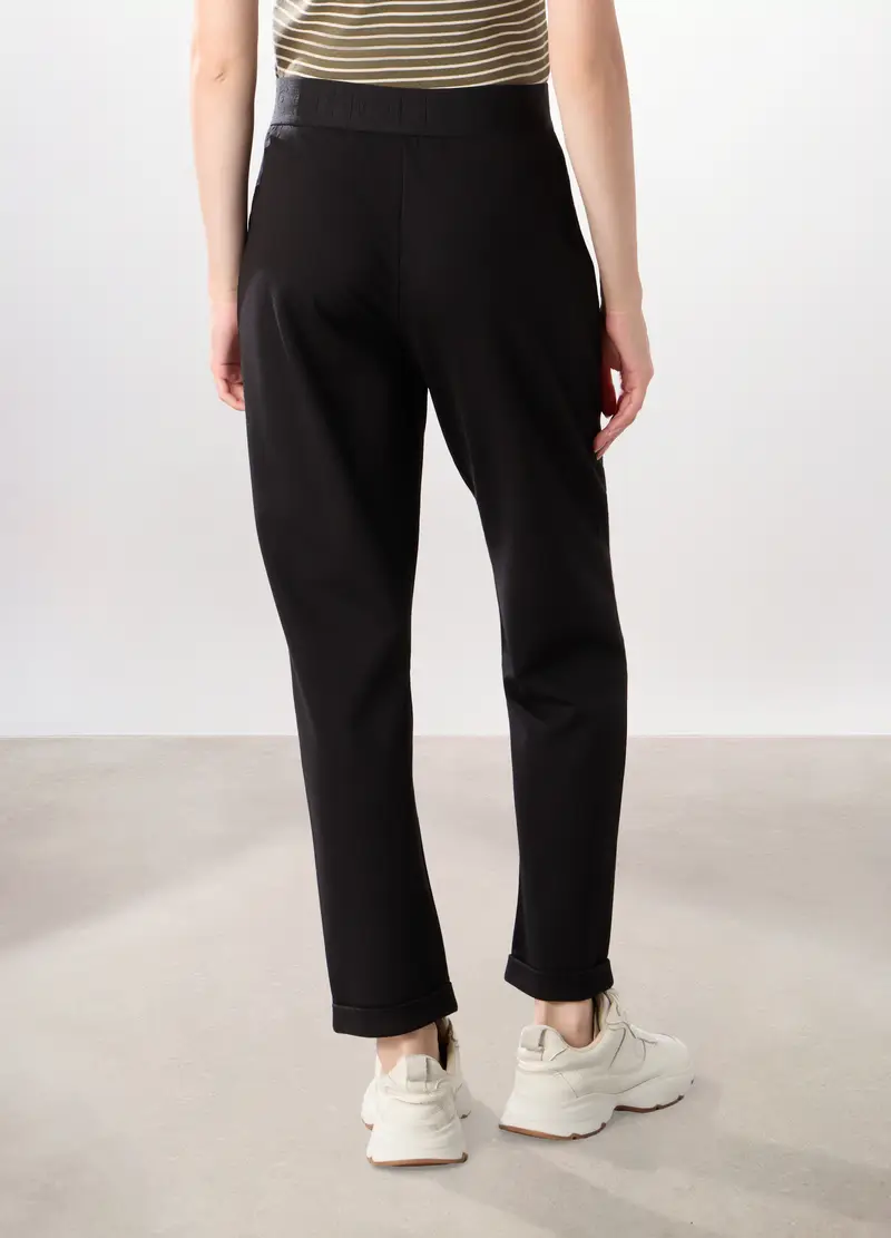 Jogger In Jersey Stretch Misto Viscosa Donna, Nero miniatura 2