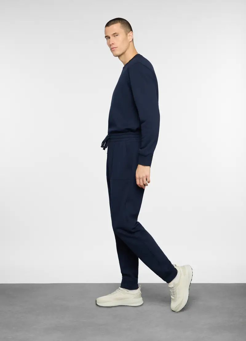 Jogger In Misto Cotone Uomo, Unisex, Blu navy