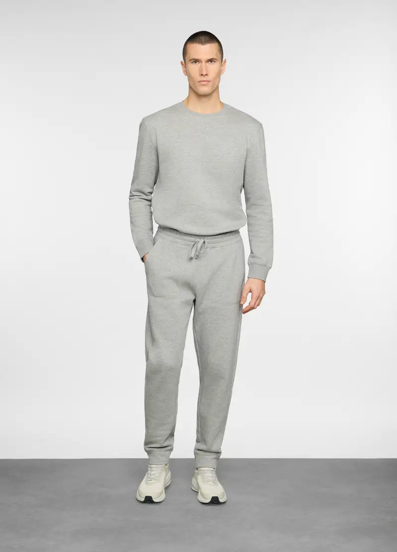 Jogger In Misto Cotone Uomo, Unisex, Grigio chiaro melange
