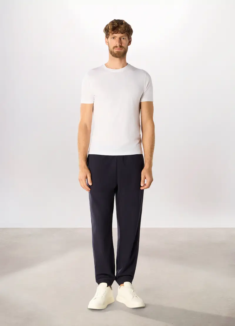 Jogger In Pile Uomo, Unisex, Blu scuro