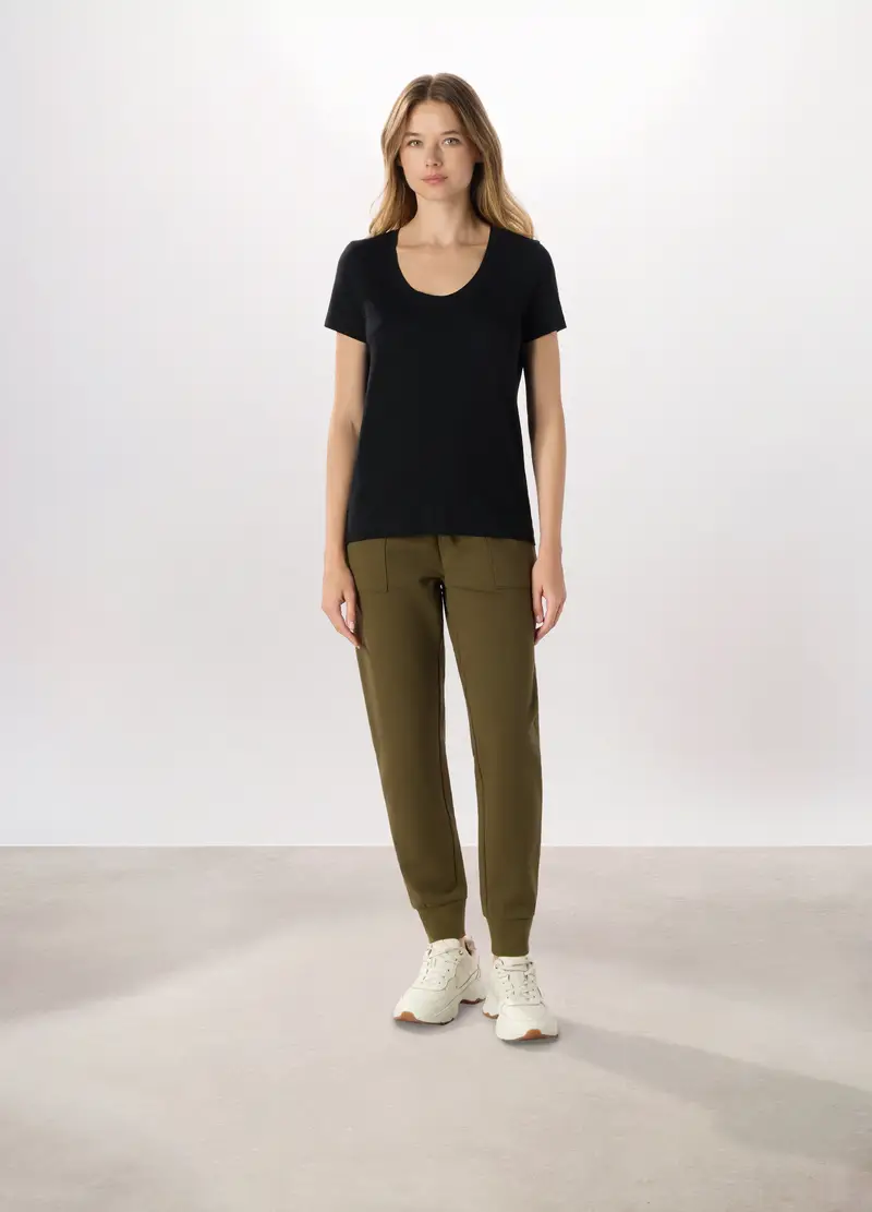 Jogger Misto Cotone Fleece Holistic Fitness Donna, Verde oliva