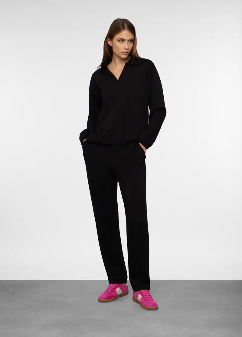 Jogger Misto Viscosa Donna, Nero